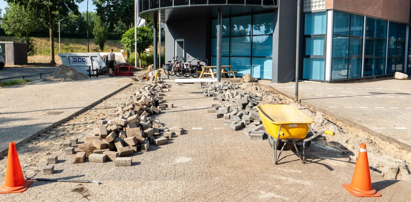 Old paving removed at the entrance of Luna, Amersfoort